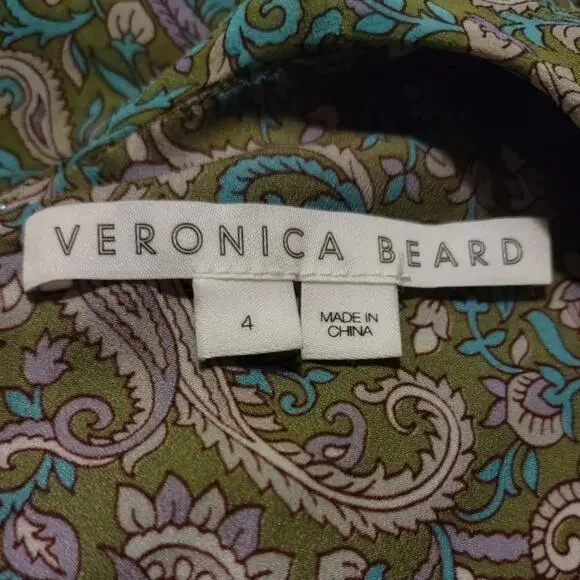 VERONICA BEARD Shala Ruched Paisley Ruffle Dress Size 4 - Picture 5 of 16
